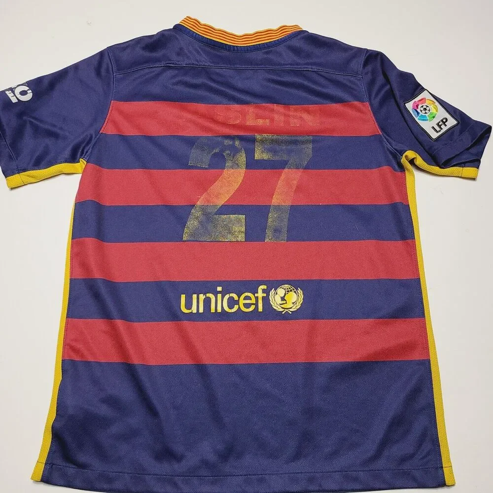 Nike Barcelona Football Soccer Jersey 2015 2016 Home 659032-422 Youth XL Faded
